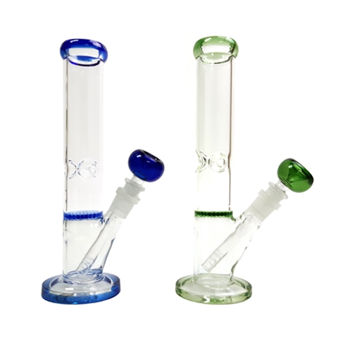 10'' Clear Glass Water PIPE with Colored Bowl